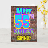 55e verjaardag - Fun, Urban Graffiti geïnspireerd  Kaart (Gele Bloem)