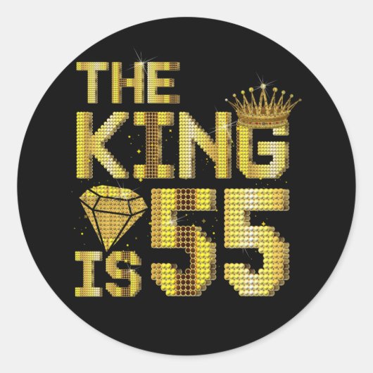 55e verjaardag geboren in 1968 Bday De koning is 5 Ronde Sticker (Voorkant)