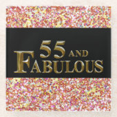 55e verjaardag glazen onderzetter (Voorkant)