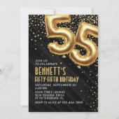 55e verjaardag Gold Black Invitation Kaart (Voorkant)