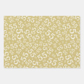55e verjaardag Gold/White Random Number Pattern 55 Inpakpapier Vel (Voorkant 2)