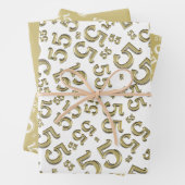 55e verjaardag Gold/White Random Number Pattern 55 Inpakpapier Vel (In situ)