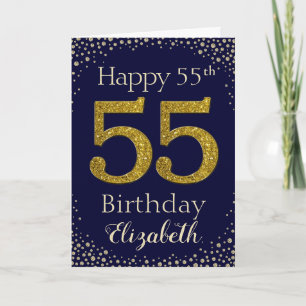 55e verjaardag Golden Glitter Kaart