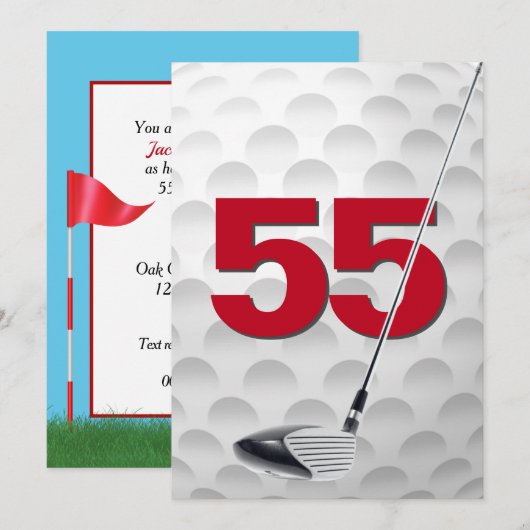 55e verjaardag golfthema kaart (Voorkant / Achterkant)