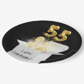 55e verjaardag goudballonnen in witte doos papieren bordje (Gekanteld)