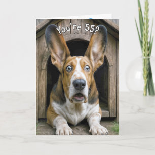 55e verjaardag humor met Basset Hound Kaart