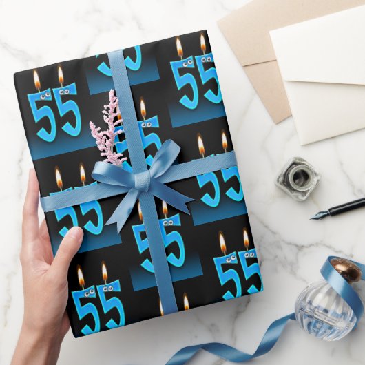 55e verjaardag kaarsen met Eyeballen Cadeaupapier (Geschenken)