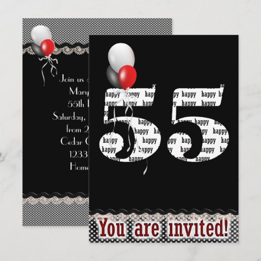 55e verjaardag kaart (Voorkant / Achterkant)