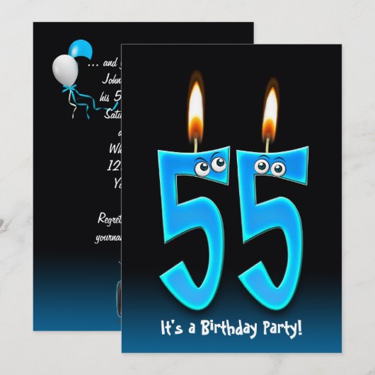 55e verjaardag kaart (Voorkant / Achterkant)