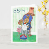 55e verjaardag Kaart - de heer Rabbit (Gele Bloem)