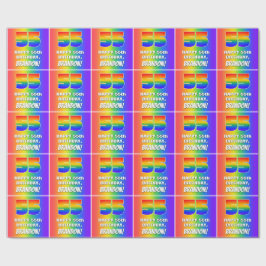 55e verjaardag: Kleurig, leuk regenboogpatroon #55 Cadeaupapier