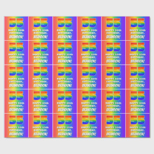 55e verjaardag: Kleurig, leuk regenboogpatroon #55 Cadeaupapier