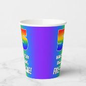 55e verjaardag: kleurrijk, vun regenboogpatroon #  papieren bekers (Links)