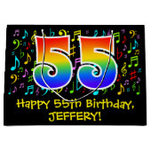 55e verjaardag - Kleurrijke muzieksymbolen, Rainbo Groot Cadeauzakje (Voorkant)