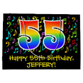 55e verjaardag - Kleurrijke muzieksymbolen, Rainbo Groot Cadeauzakje (Achterkant)