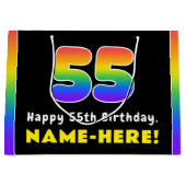 55e verjaardag: kleurrijke regenboog # 55, Naam va Groot Cadeauzakje (Voorkant)