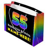 55e verjaardag: kleurrijke regenboog # 55, Naam va Groot Cadeauzakje (Achterkant Gekanteld)