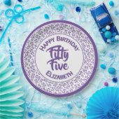 55e Verjaardag Koel Nummerpatroon Paarse/Wit Papieren Bordje (Feest)