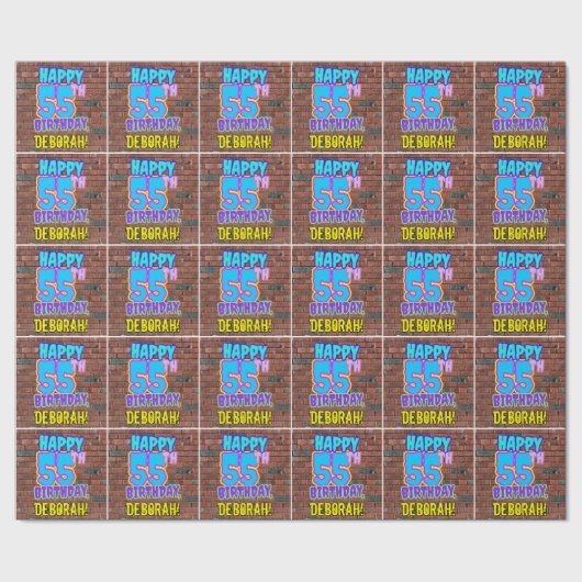 55e verjaardag: Leuk, Urban Graffiti geïnspireerd  Cadeaupapier (Zoom)