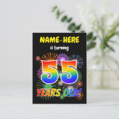 55e verjaardag - Leuk vuurwerk, Rainbow Look "55" Briefkaart (Staand voorkant)