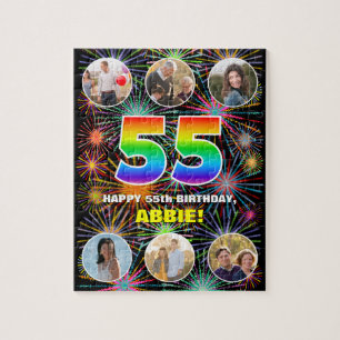 55e verjaardag: Leuke regenboog #, Aangepaste naam Legpuzzel