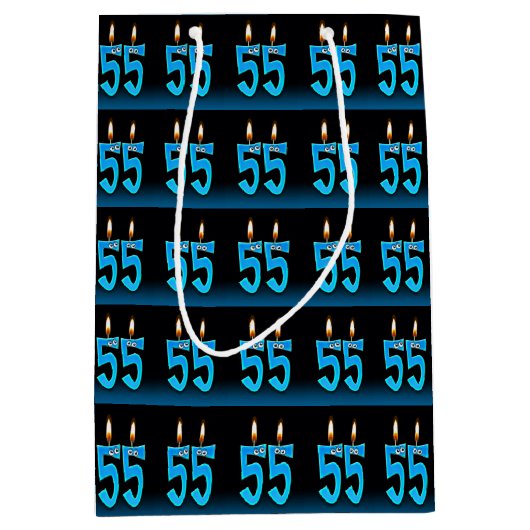 55e verjaardag met oogbalkaarsen medium cadeauzakje (Voorkant)