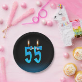55e verjaardag met verlichte kaars nummers papieren bordje (Feest)