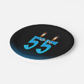 55e verjaardag met verlichte kaars nummers papieren bordje (Gekanteld)