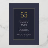 55e Verjaardag Minimaal Elegant Donkergoud Lijst Folie Uitnodiging (Voorkant)