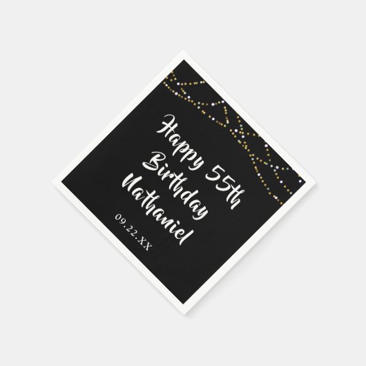 55e verjaardag Modern String Lights Zwart Servet (Hoek)