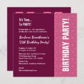 55e verjaardag Moderne wijn en roze patroon Kaart (Voorkant / Achterkant)