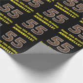 55e verjaardag: Naam & Faux Wood Grain Patroon "55 Cadeaupapier (Hoek)