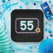 55e verjaardag Neon Sign On Brick Papieren Bordje (Feest)