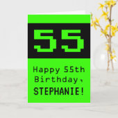 55e verjaardag: Nerdy / Geeky stijl "55" en naam Kaart (Gele Bloem)