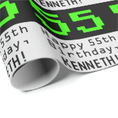 55e verjaardag - Nerdy / Geeky Style "55" en naam Cadeaupapier (Rol Hoek)