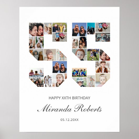 55e verjaardag nummer 55 aangepaste fotocollage poster (Voorkant)