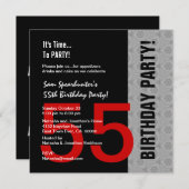 55e verjaardag of een jaar rood zilver zwart C846b Kaart (Voorkant / Achterkant)