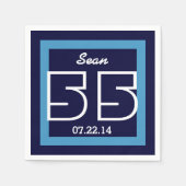 55e verjaardag of ELK JAAR V15 NAVY en WIT Servetten (Voorkant)