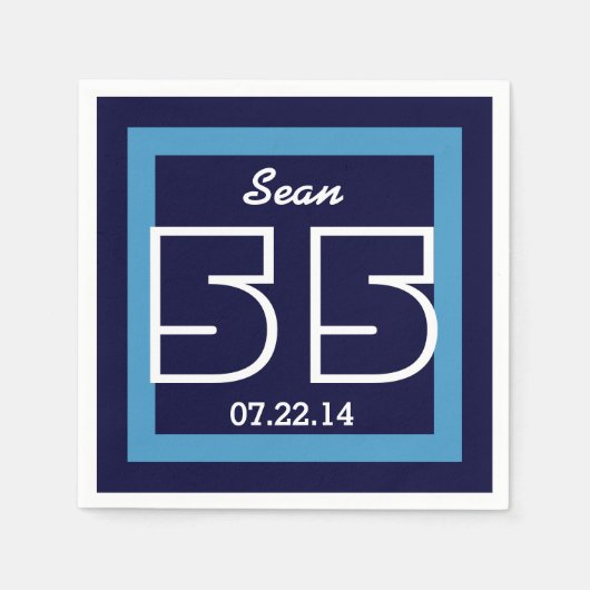 55e verjaardag of ELK JAAR V15 NAVY en WIT Servetten (Voorkant)