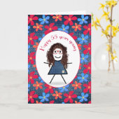 55e verjaardag op denim kaart (Gele Bloem)