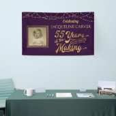 55e verjaardag Paarse en gouden foto Spandoek (Beurs)