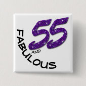 55e verjaardag Paarse feestdag Glitter Vierkante Button 5,1 Cm (Voorkant)