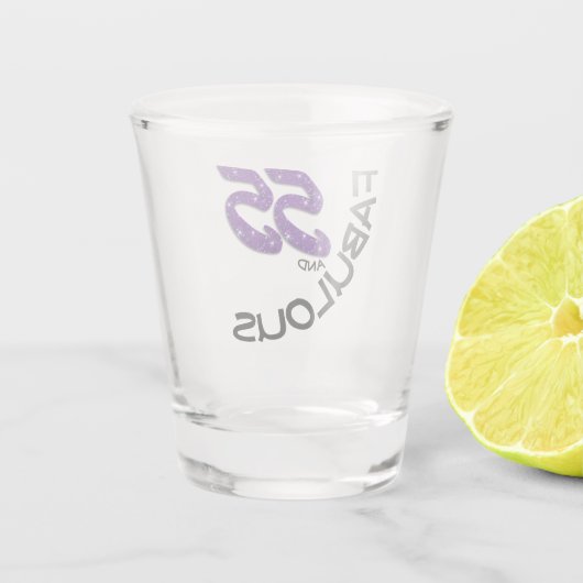 55e verjaardag Paarse feestdag Shot Glas (Achterkant)