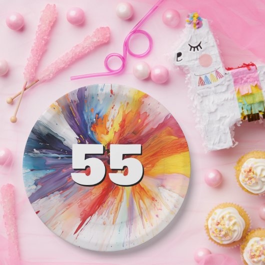 55e verjaardag Paint Blast Papieren Bordje (Feest)