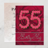 55e verjaardag partijuitnodiging met rozen kaart (Voorkant / Achterkant)