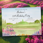 55e Verjaardag Party Roze Golfkar Golfbaan Kaart