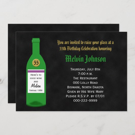 55e verjaardag Party Uitnodiging Chalkboard (Voorkant / Achterkant)