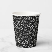55e verjaardag Random Number Pattern Black/White 5 Papieren Bekers (Achterkant)