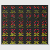 55e verjaardag: Red Digital Clock Style "55" + naa Cadeaupapier (Vlak)