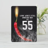 55e verjaardag Red Hot Pepper Candle Kaart (Staand voorkant)